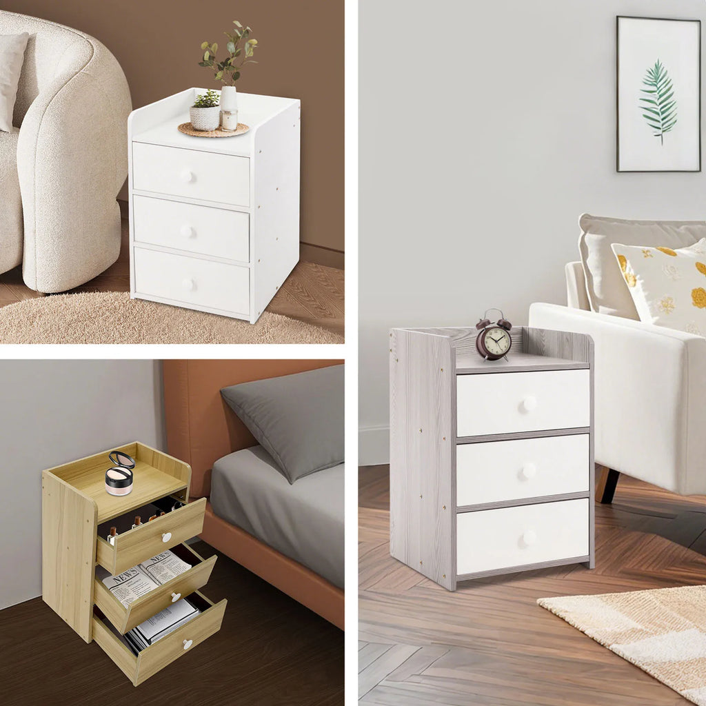 Mini Table de nuit avec poignée et 3 tiroirs -