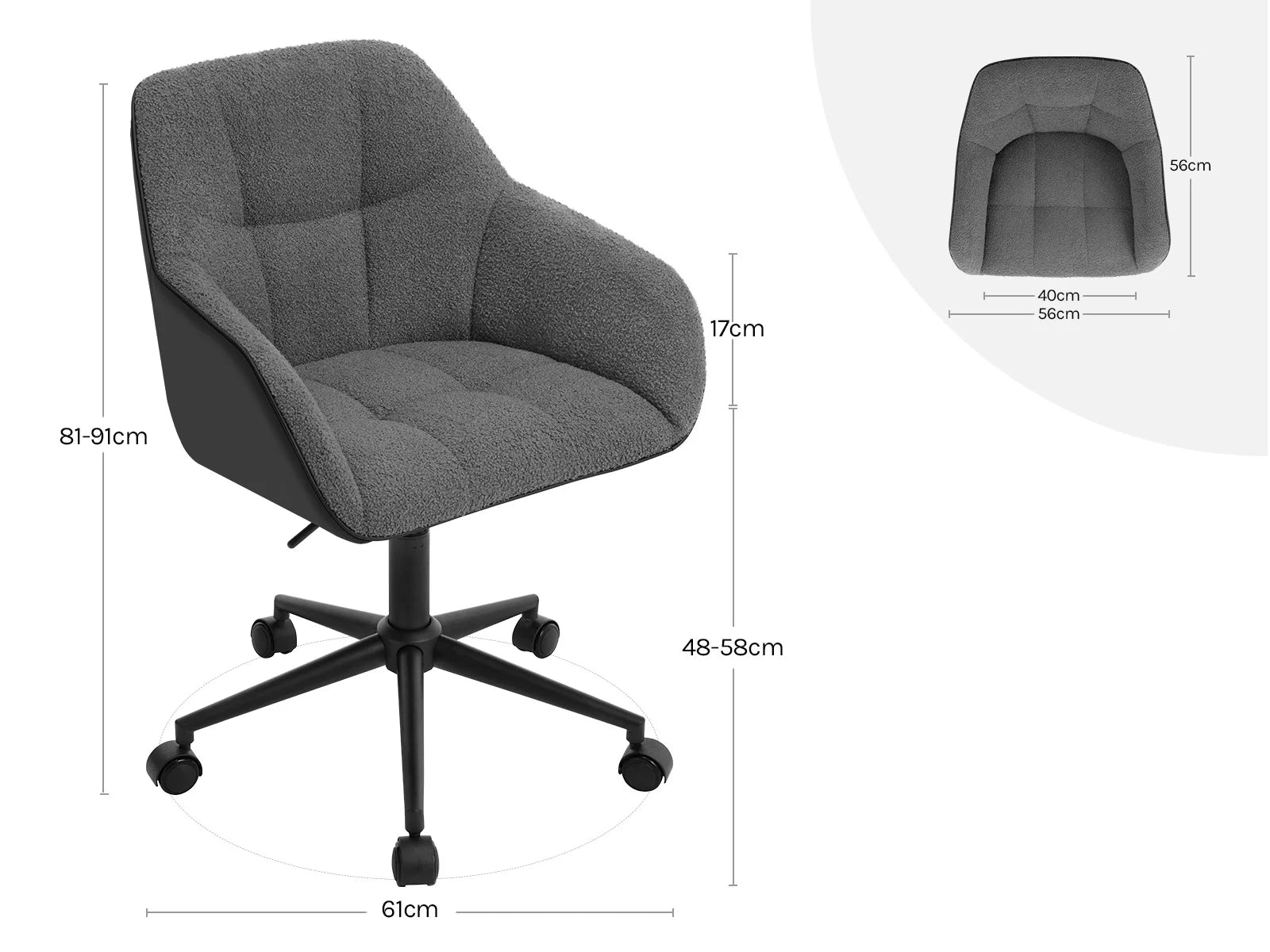 Chaise de bureau pivotante en velours -