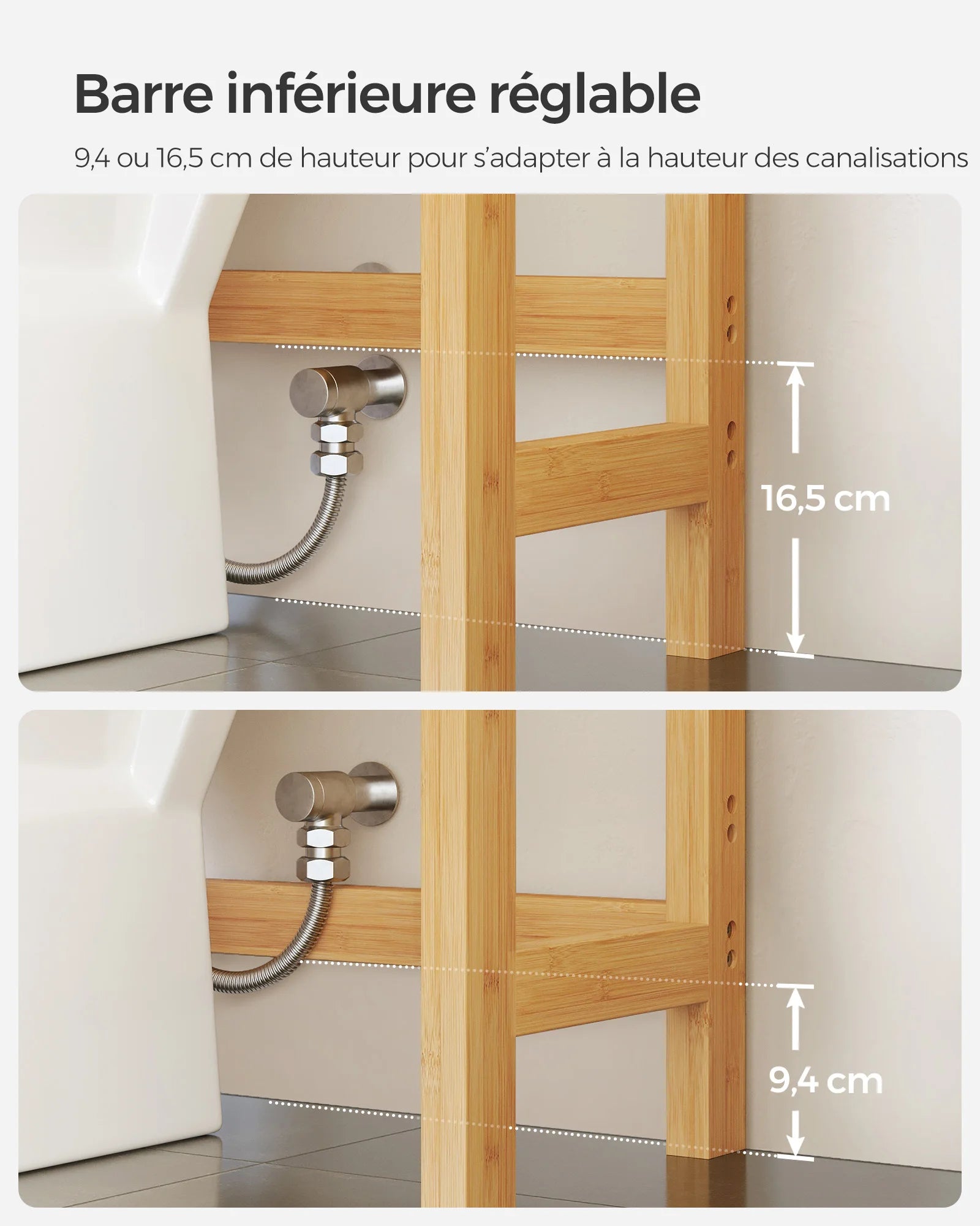 Meuble WC en bois compatible avec la plupart des toilettes -