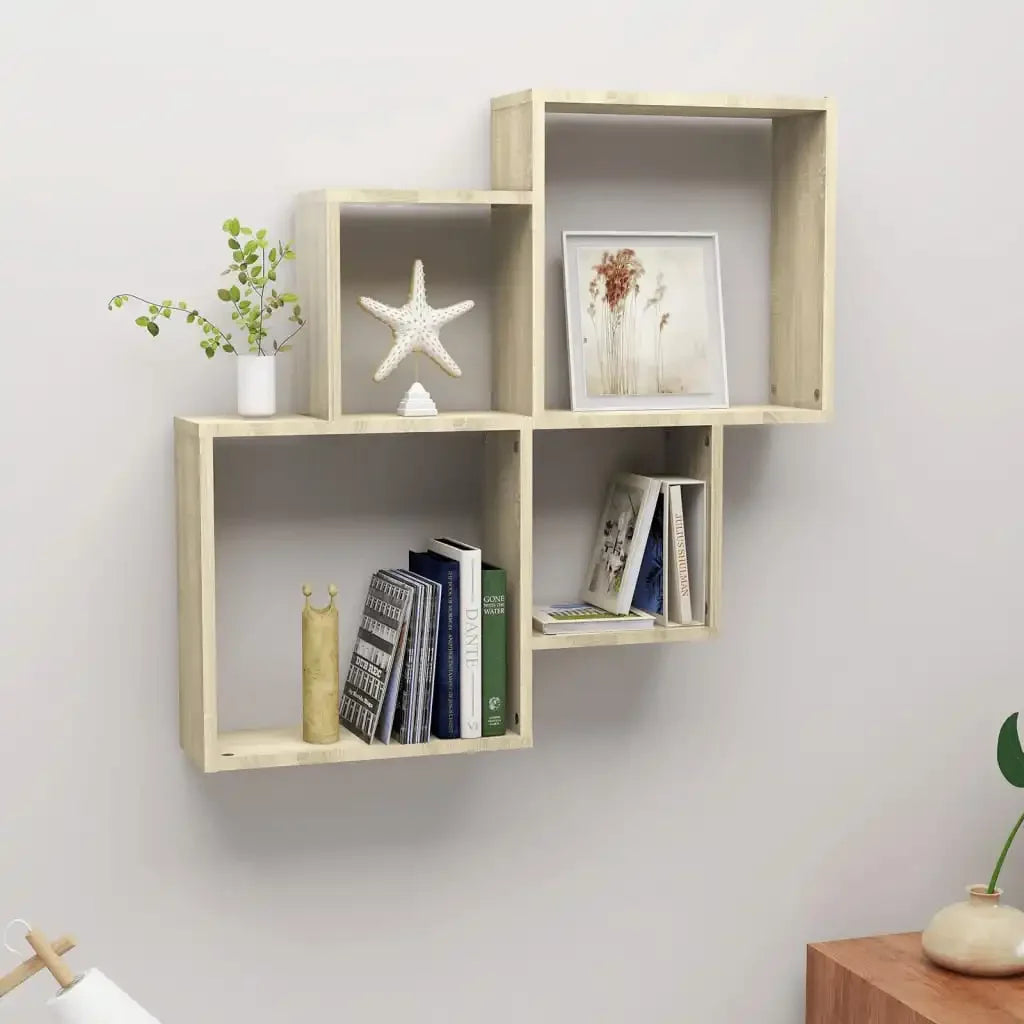 Étagère cube murale bois 80x15x78.5 cm -