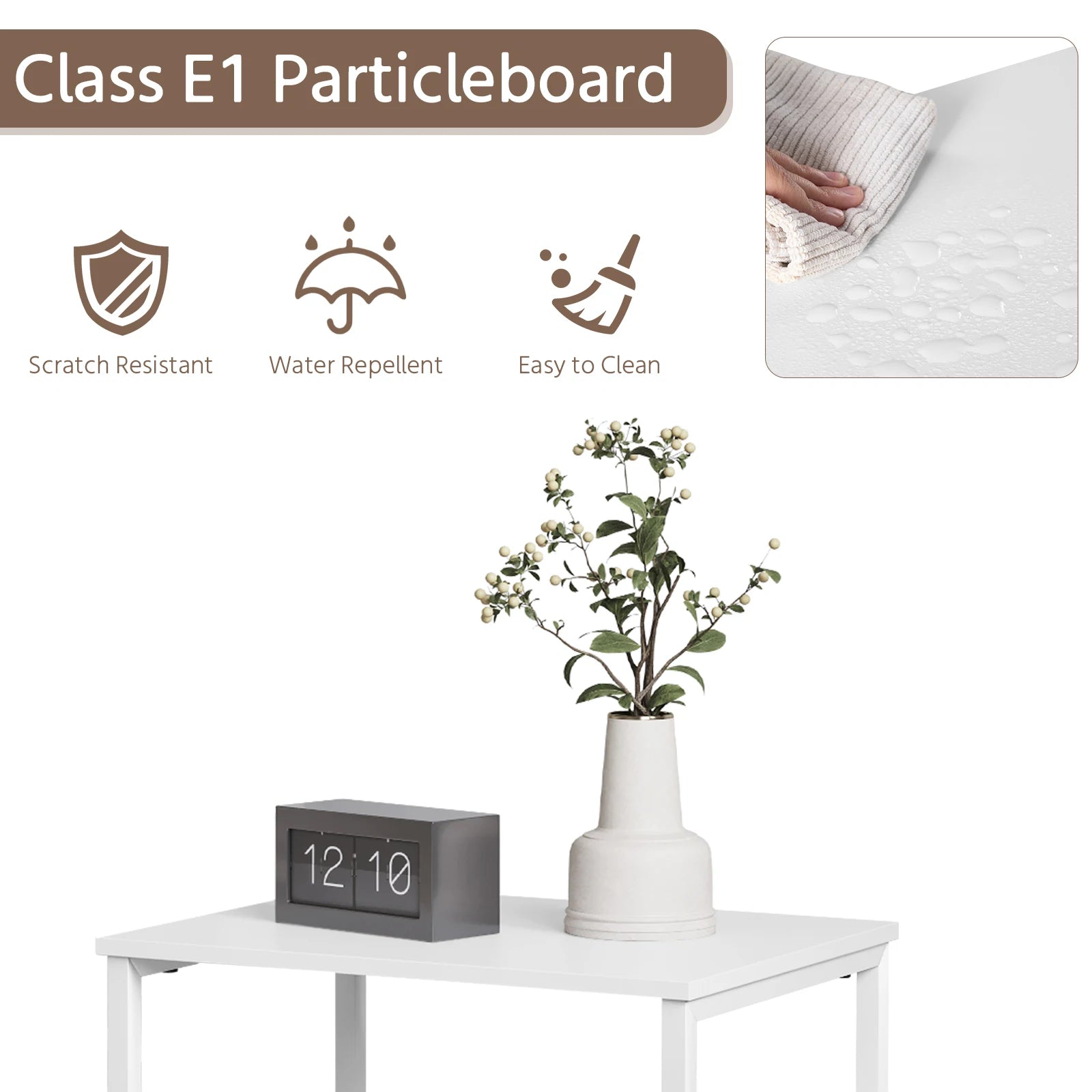 Table de nuit compartiment ouvert blanc avec tiroirs -