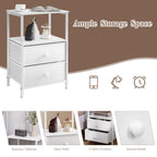 Table de nuit compartiment ouvert blanc avec tiroirs -