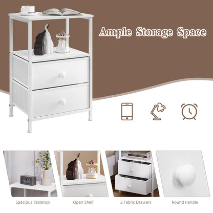 Table de nuit compartiment ouvert blanc avec tiroirs -