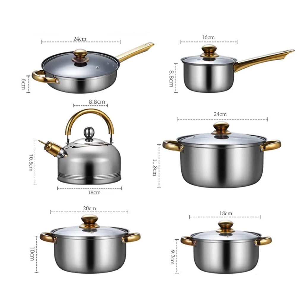Casserole inox ensemble de 6 Pieces - Poêle, marmite et autres -