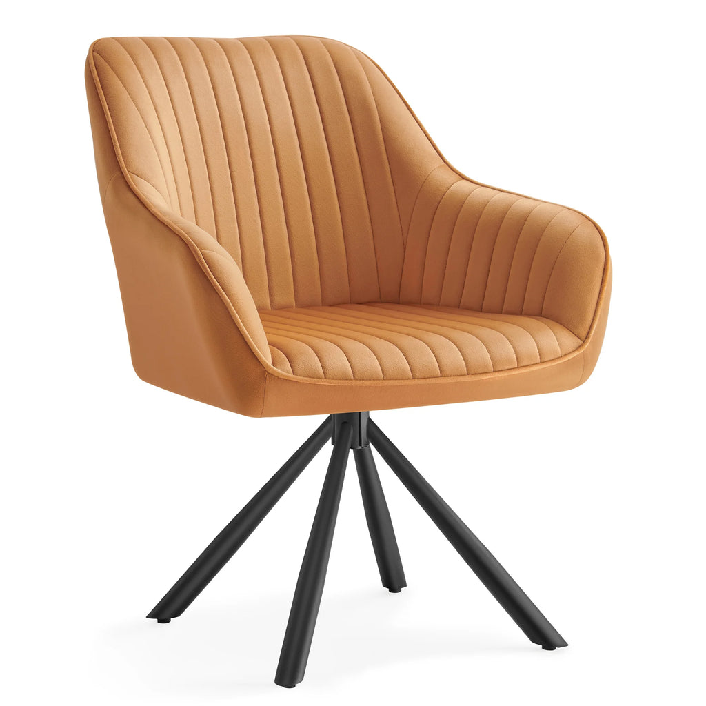 Chaise salle à manger vert en velours 1 pièces - Marron Caramel et Noir d'Encre Chaise salle à manger