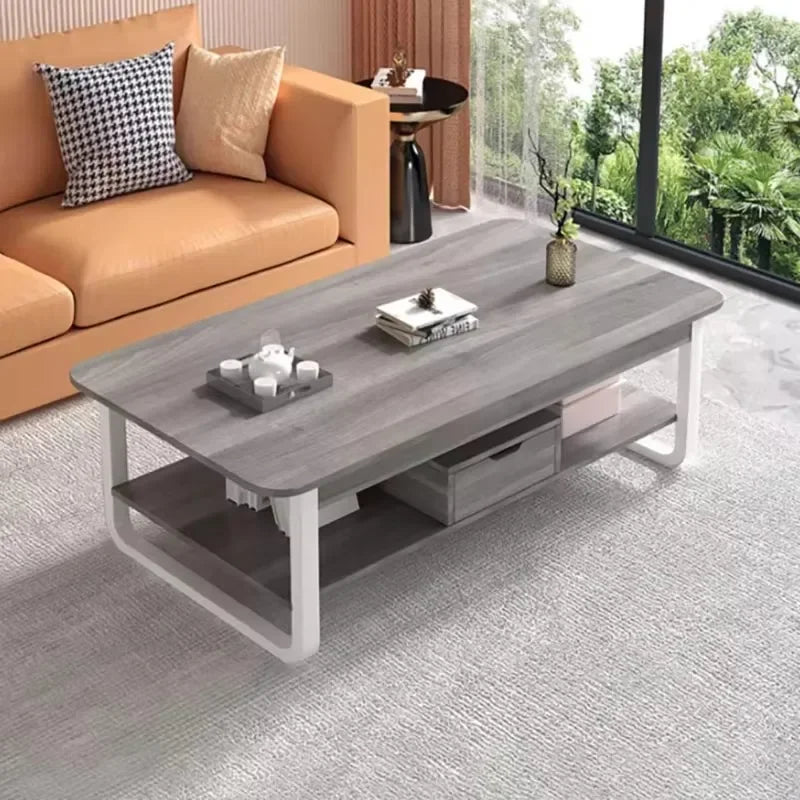 Table basse bois blanc en forme de rectangle -