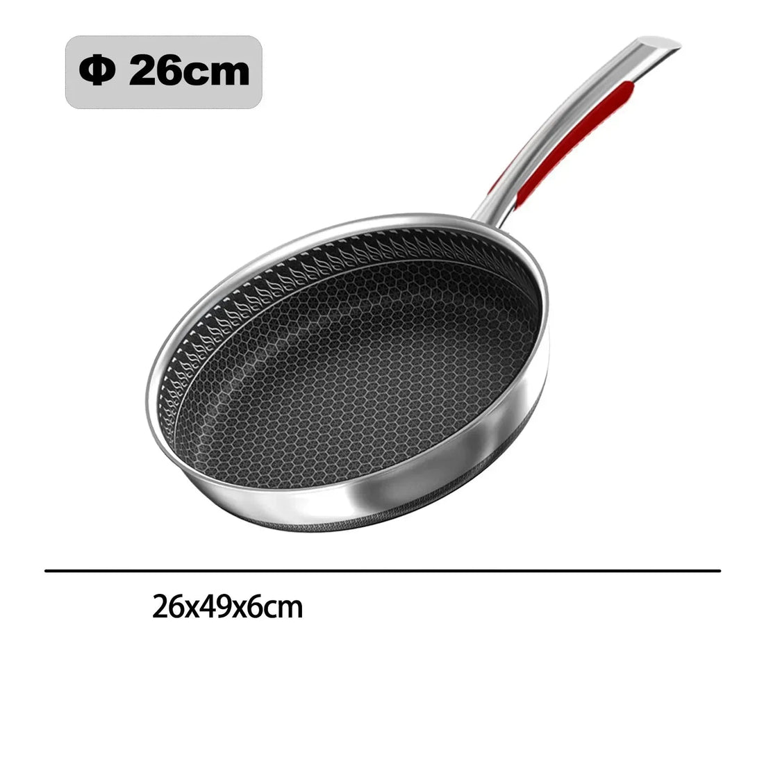 Poêle inox antiadhésif haut de gamme - 26cm sans couvercle