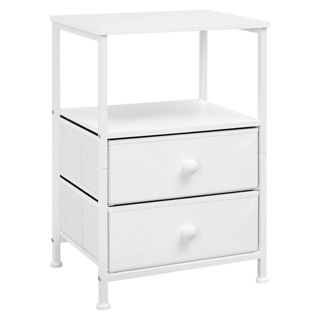 Table de nuit compartiment ouvert blanc avec tiroirs - Blanc Table de nuit