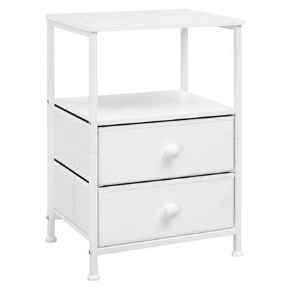 Table de nuit compartiment ouvert blanc avec tiroirs - Blanc Table de nuit