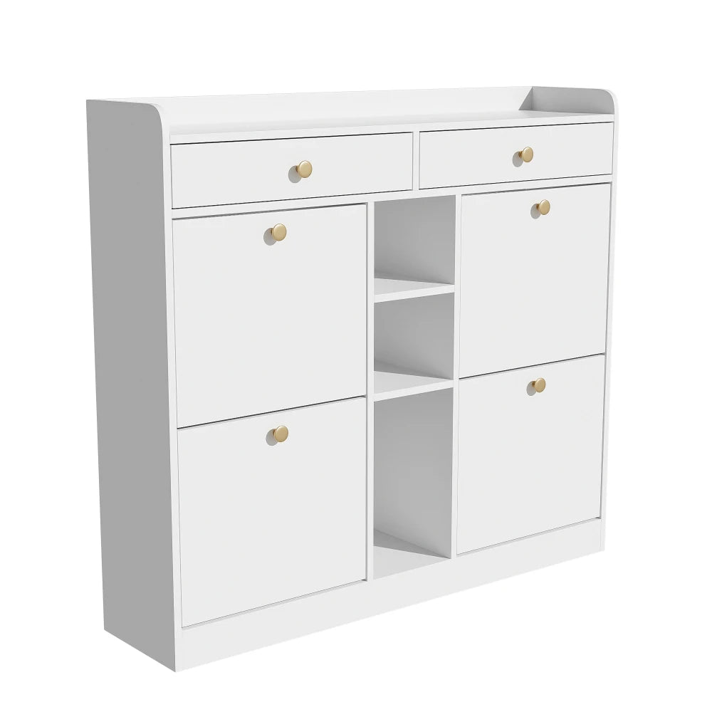 Meuble à chaussure blanc avec 4 portes pliantes -