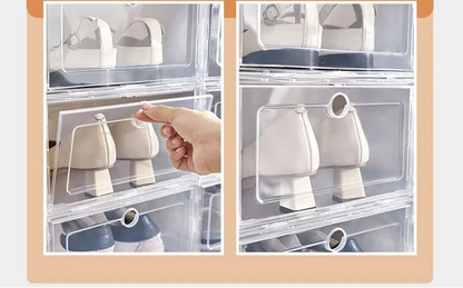 Meuble à chaussure de style boite en plastique transparente -