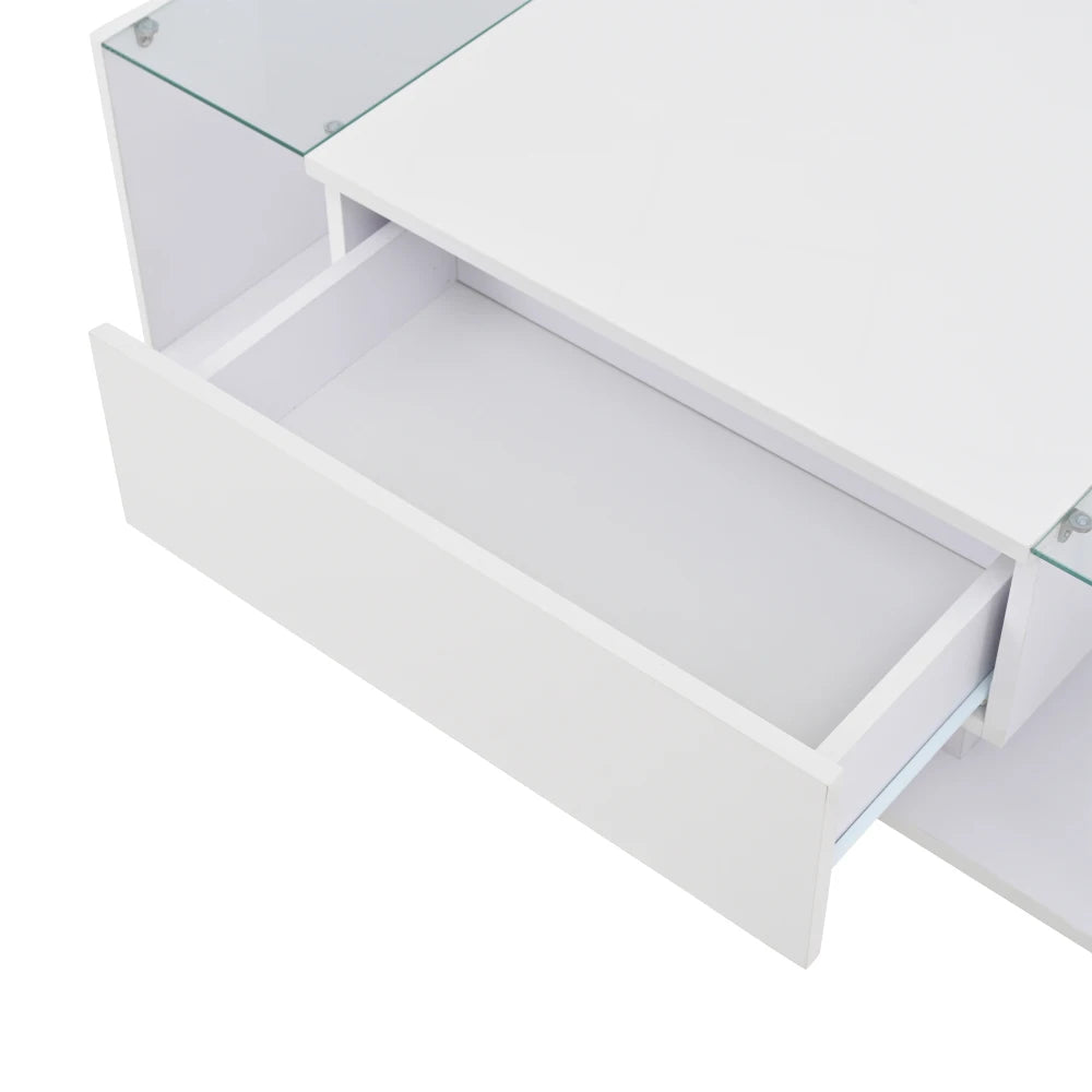 Table basse verre et led lumineuse - 100 x 50 x 31cm -