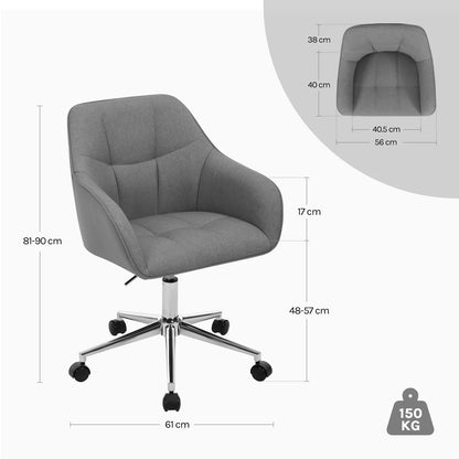 Chaise de bureau pivotante en velours -