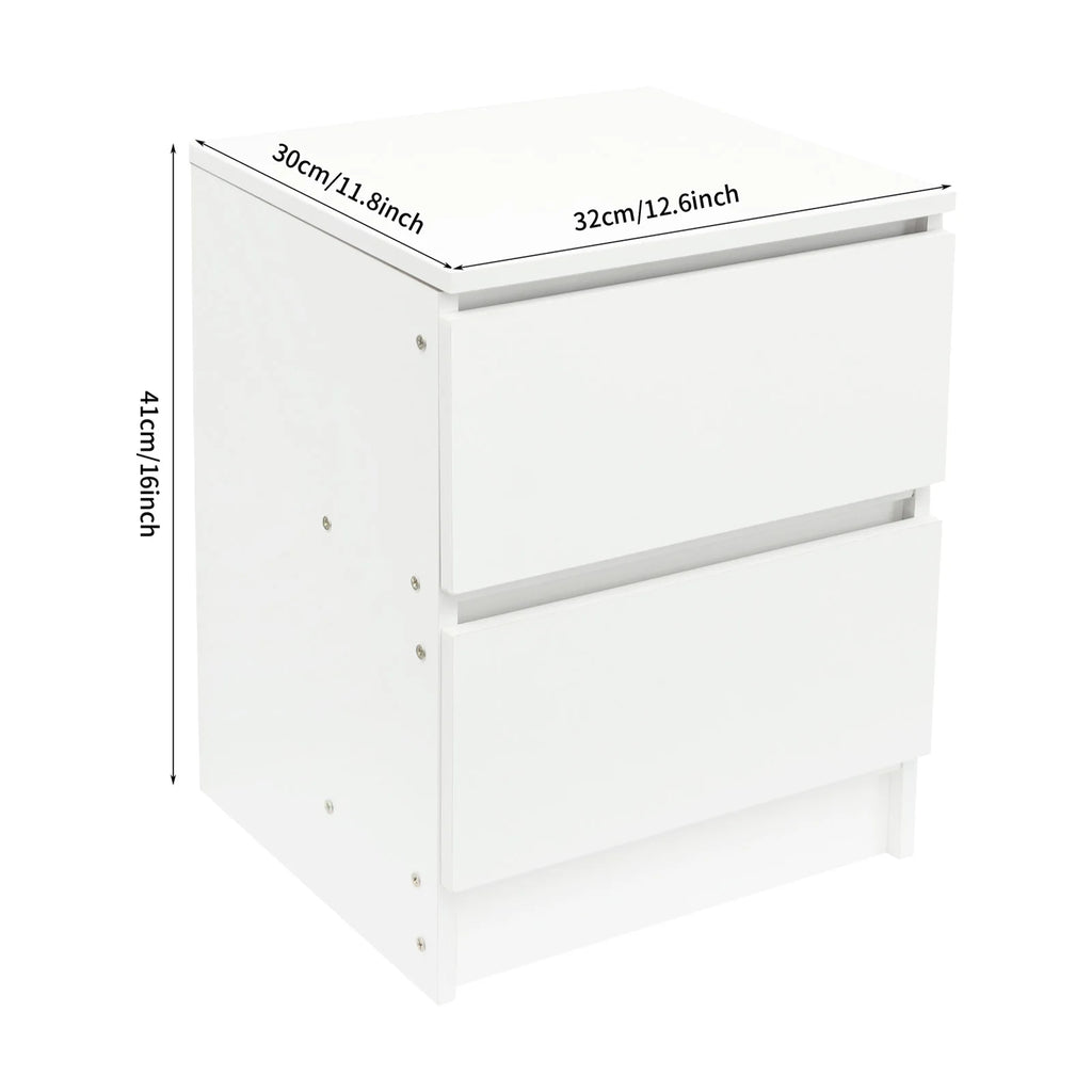 Table de chevet bois massif avec petite commode à 2 tiroirs - Blanc Table de chevet