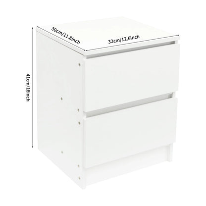 Table de chevet bois massif avec petite commode à 2 tiroirs - Blanc Table de chevet