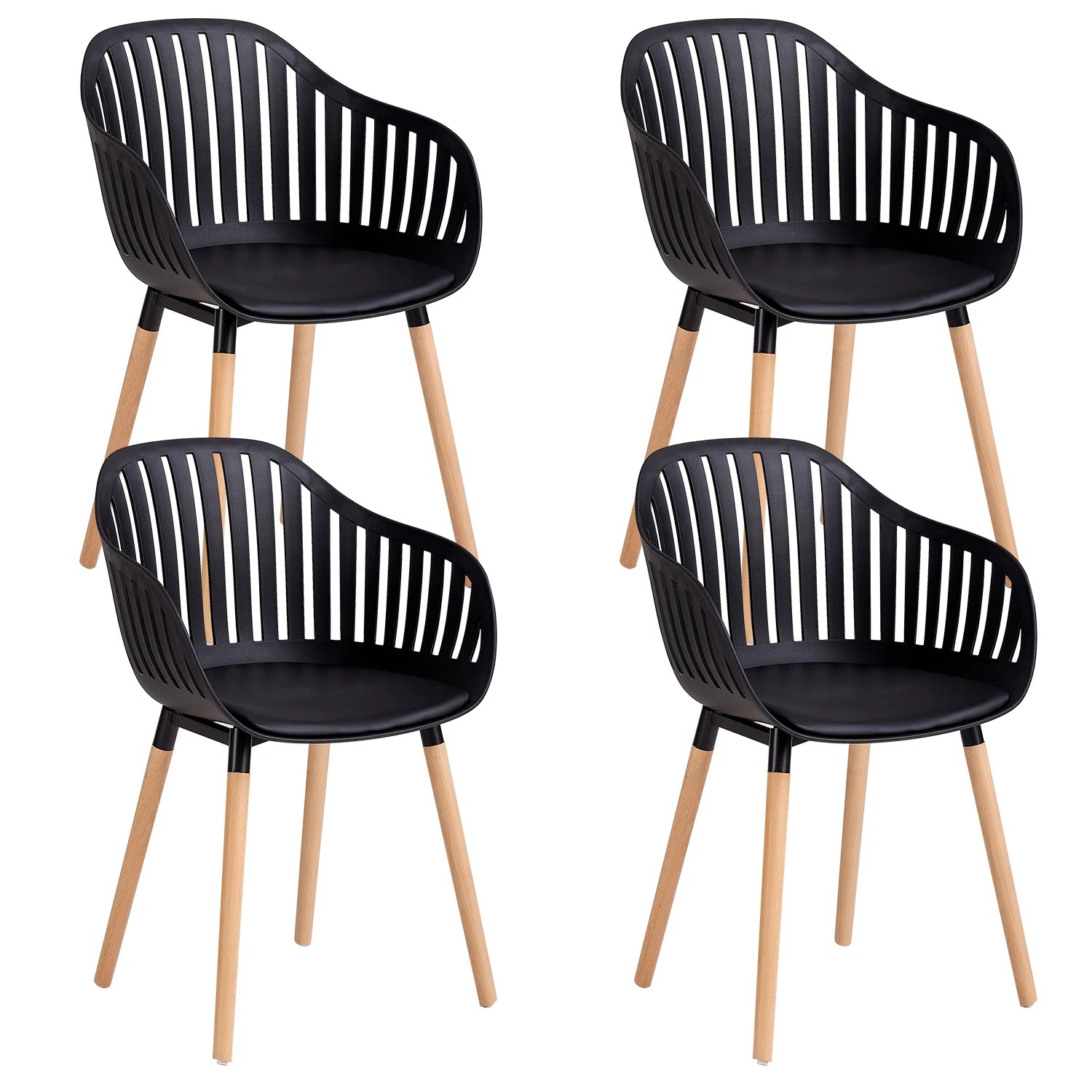 Chaise salle à manger plastique originale 4 ensembles - Noir Chaise salle à manger