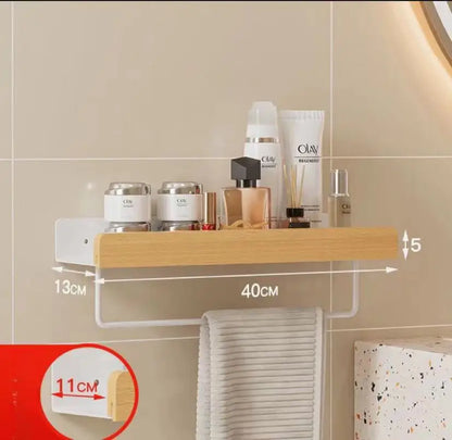 étagère murale design original en bois de qualité - Blanc 40cm avec tige