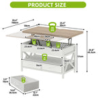 Table basse relevable balconera 90×50×51.5cm -