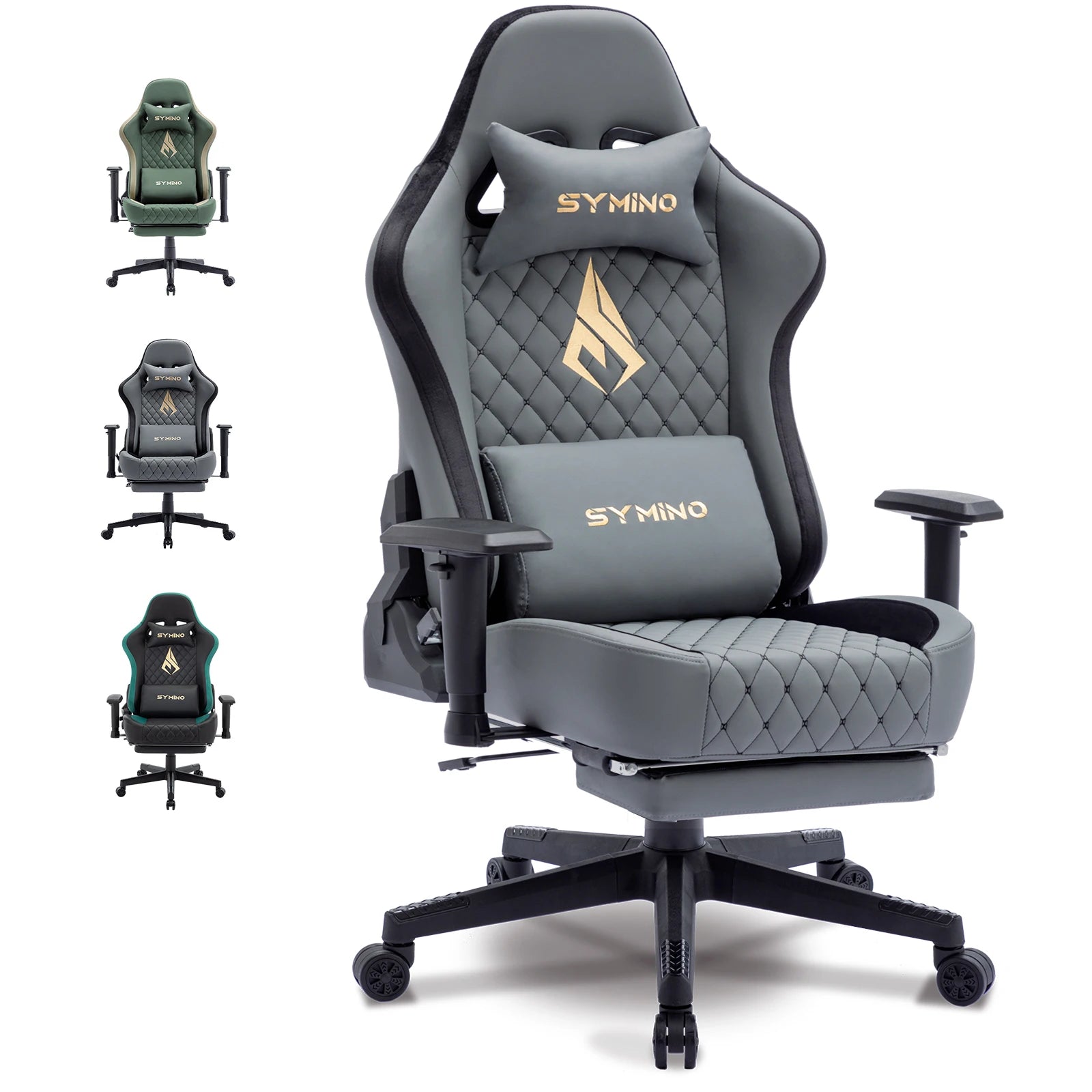 Chaise de bureau noir avec roulette et coussin - Gris Chaise de bureau