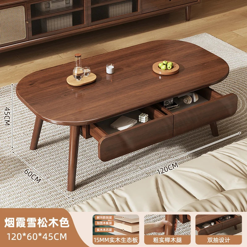 Table basse bois design à doubles plateaux - 120x60x45CM 4