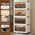 Meuble à chaussure transparent multifonction de type cabine - 4 couches noires