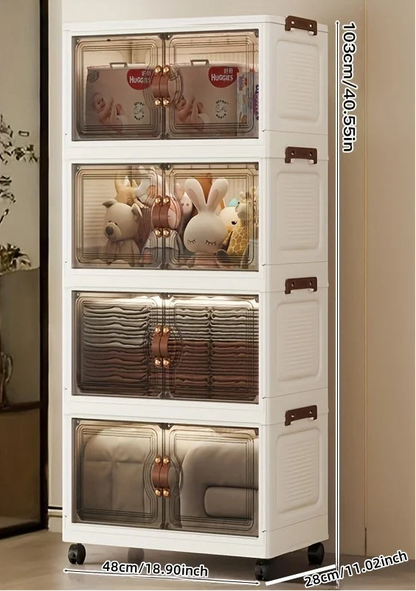 Meuble à chaussure transparent multifonction de type cabine - 4 couches noires