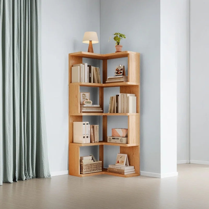 Étagère livre d'angle en bois massif moderne -