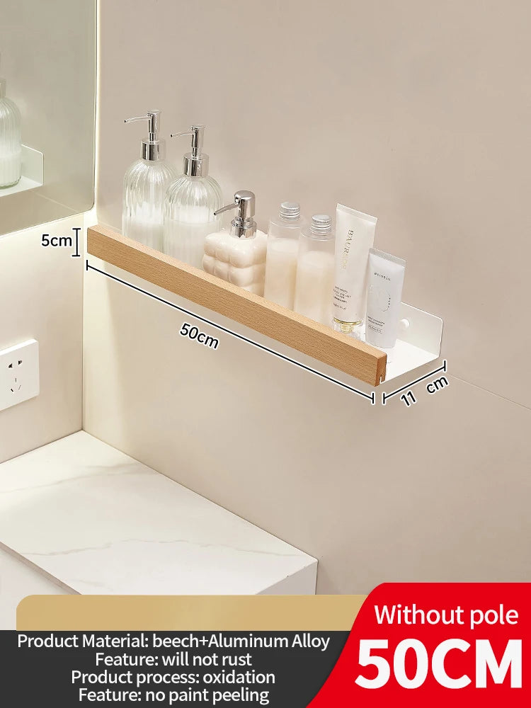 étagère murale salle de bain design moderne et tendance - Bois blanc 50cm