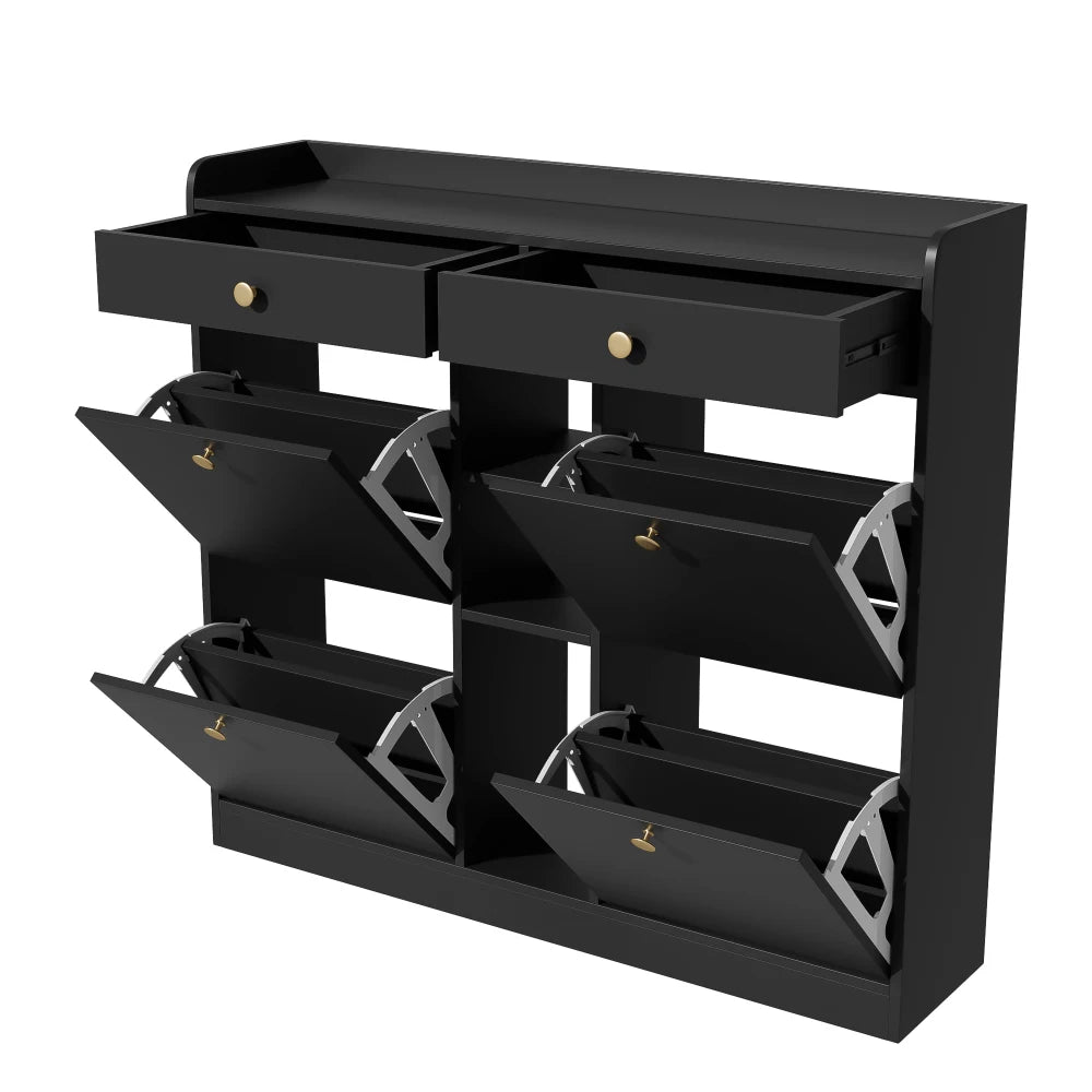 Meuble à chaussure blanc avec 4 portes pliantes -