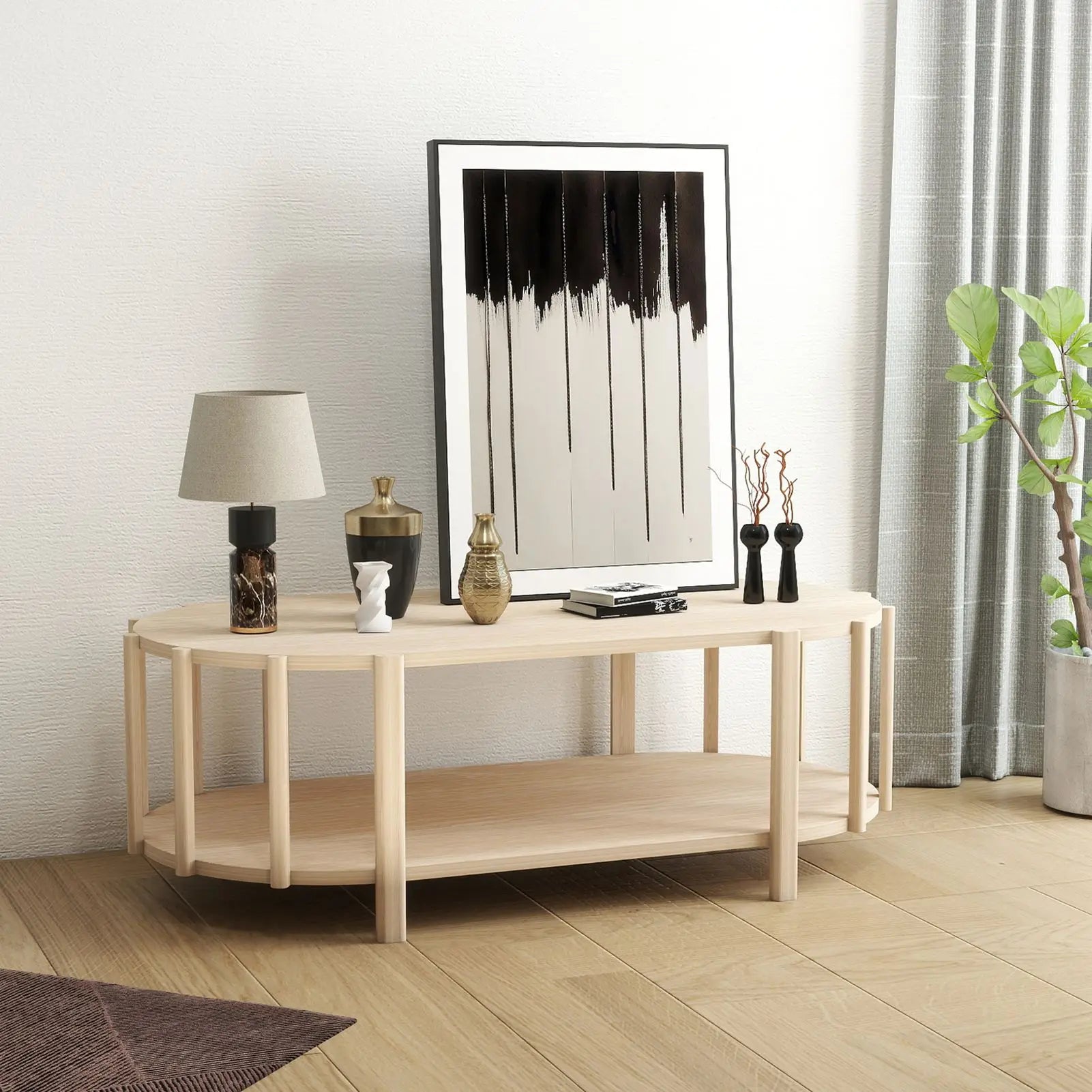 Table basse bois double plateau -