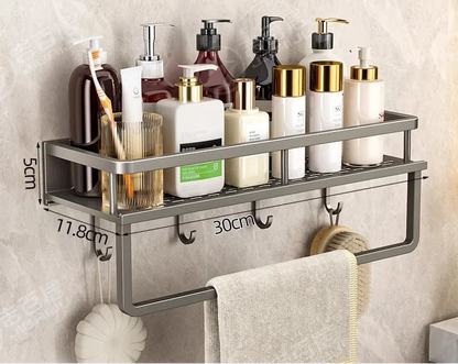 étagère murale sans perçage - Gris avec cochet 30CM