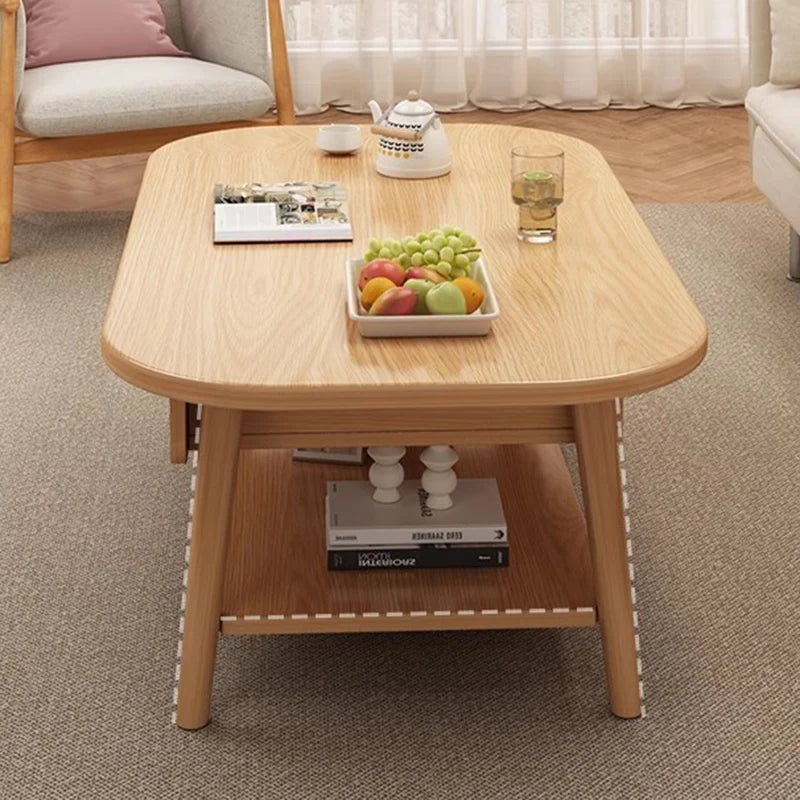 Table basse bois design à doubles plateaux -