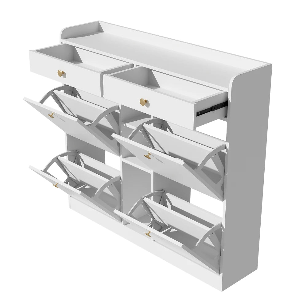 Meuble à chaussure blanc avec 4 portes pliantes -