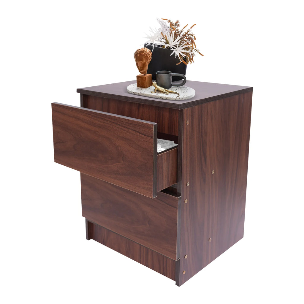 Table de chevet bois massif avec petite commode à 2 tiroirs -