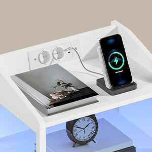 Petit table de chevet avec LED - lot de 2 ensembles -