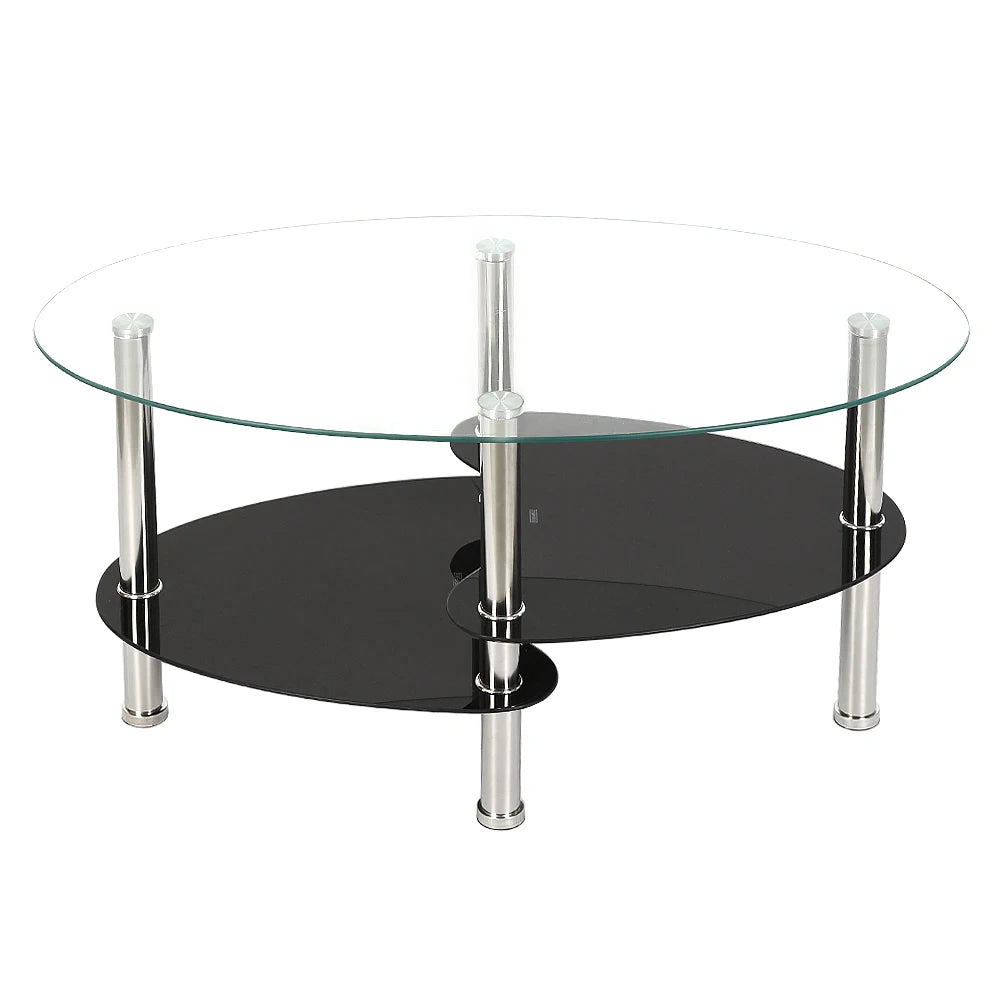 Table basse en verre à 3 niveaux minimaliste 90x50x45cm -