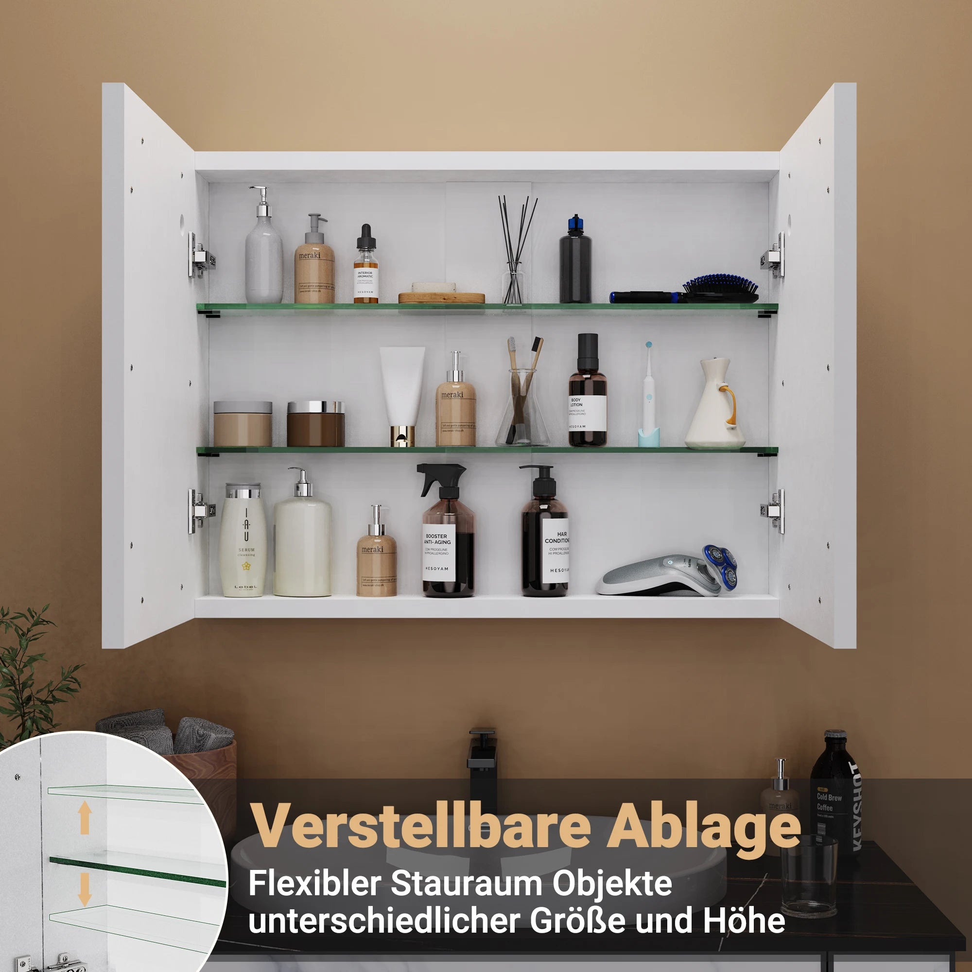 Petit meuble salle de bain mural à led -