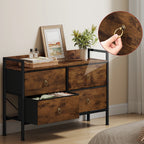 Meuble de rangement vintage marron à structure métallique -