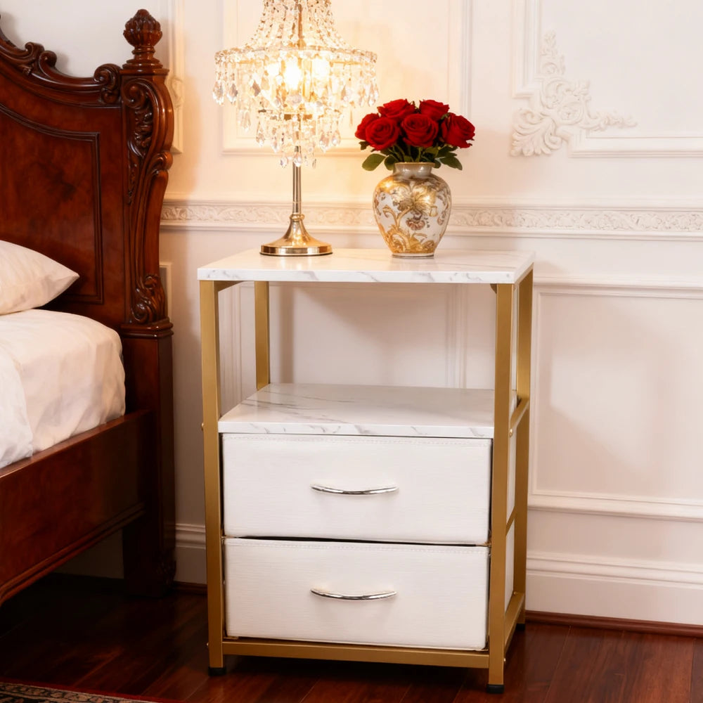 Table de nuit avec revêtement solide - Blanc