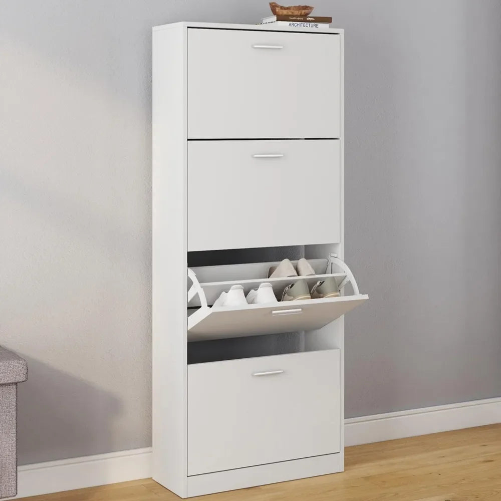 Étagère chaussures haute de luxe blanche pour chambre ou entrée -