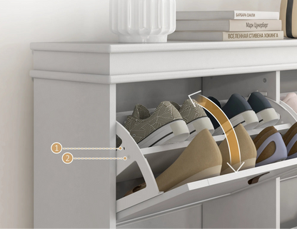 Meuble à chaussure avec 4 portes pliantes blanche - 105X24X82.5 cm -