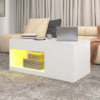 Table basse style industriel de luxe moderne avec led - Blanc Table basse