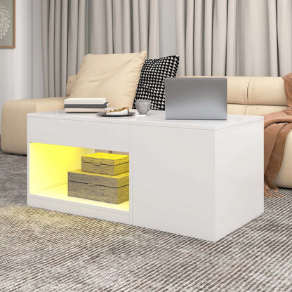 Table basse style industriel de luxe moderne avec led - Blanc Table basse