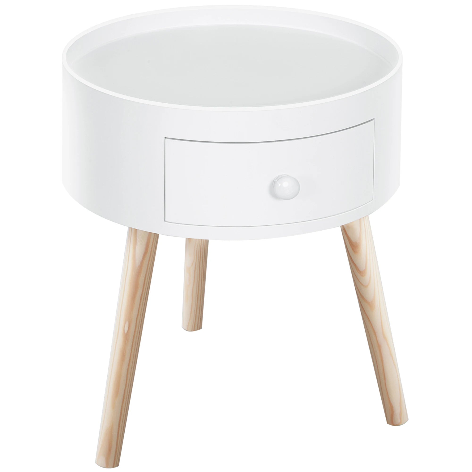 Table de chevet ronde étroite 38X45Cm Blanc -