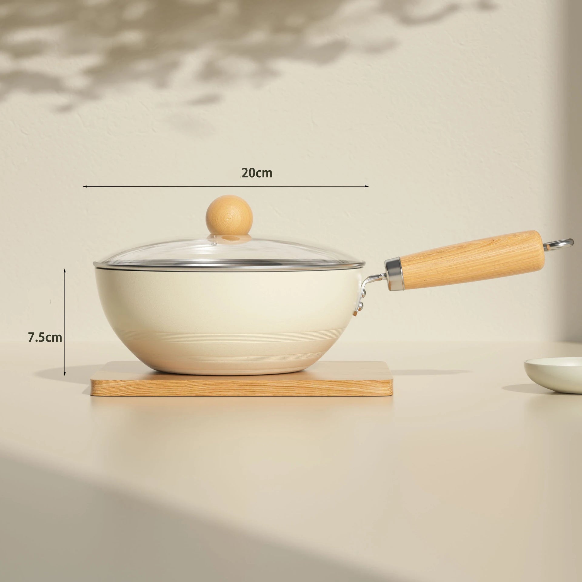 Poêle céramique bois au niveau du poignée - 20cm avec couvercle