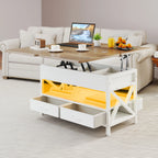 Table basse relevable balconera 90×50×51.5cm - Blanc Table basse