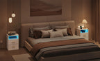 Lot de 2 Table de chevet led avec station de charge -