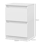 Table de chevet à 2 tiroirs blanche , 40x32x56cm -