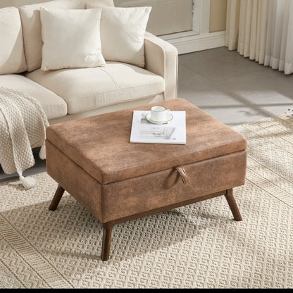 Table basse carré avec compartiment de rangement simple - Table basse Café + Microfibre