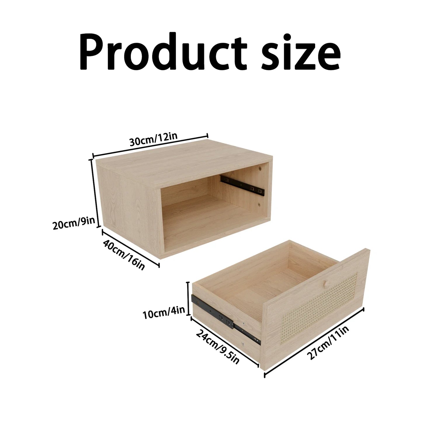 Table de nuit en bois moderne suspendue 1 pièce - Table de nuit Marron